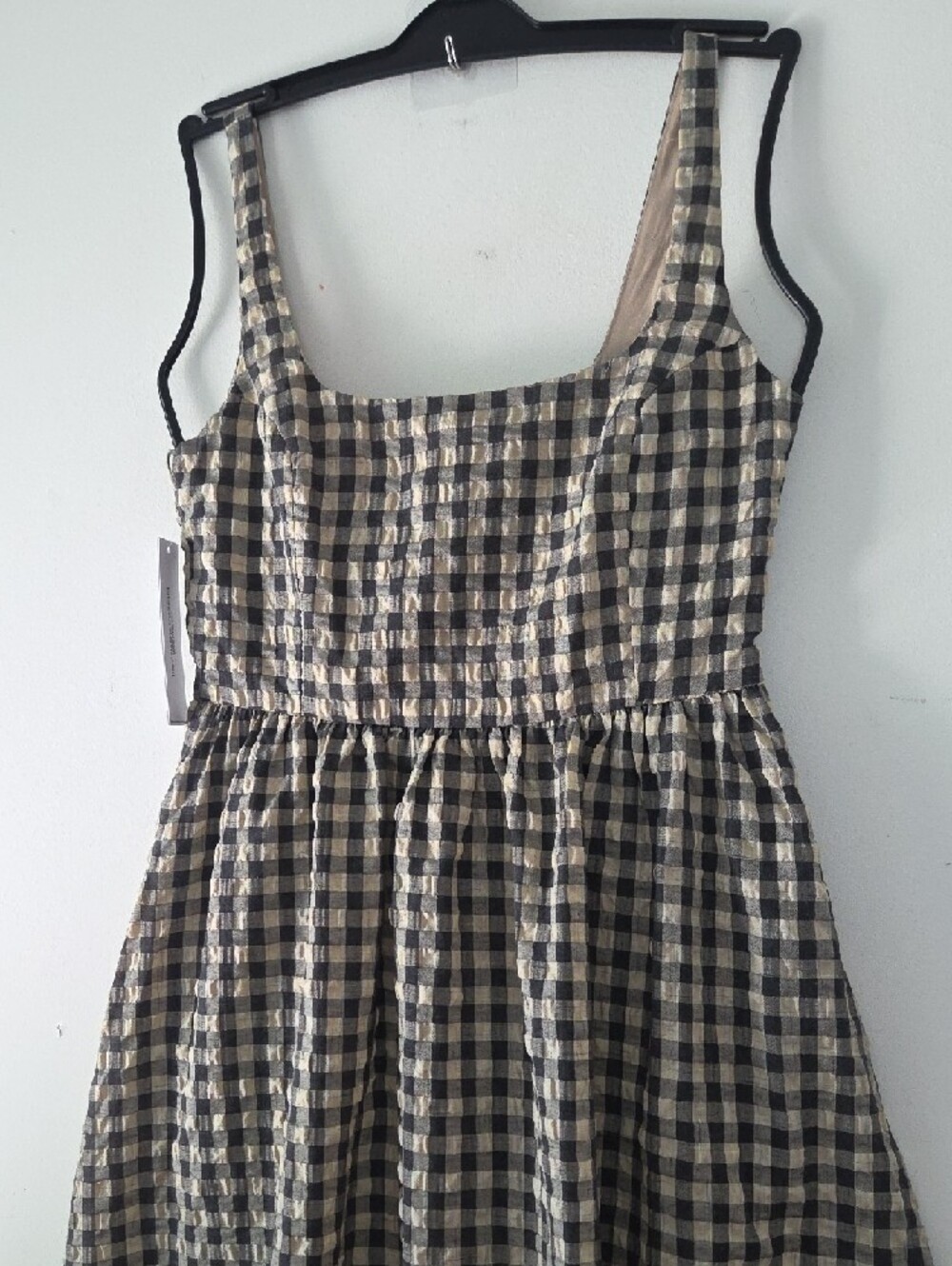 Princess Polly Plaid Check Gingham Cotton Maxi Dress Tan Black 6 Nwt - Picture 3 of 11